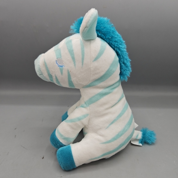 Hallmark Blue Magnetic Kissing Zebra Plush 7" Sewn Eyes Baby Lovey Stuffed - Picture 2 of 10